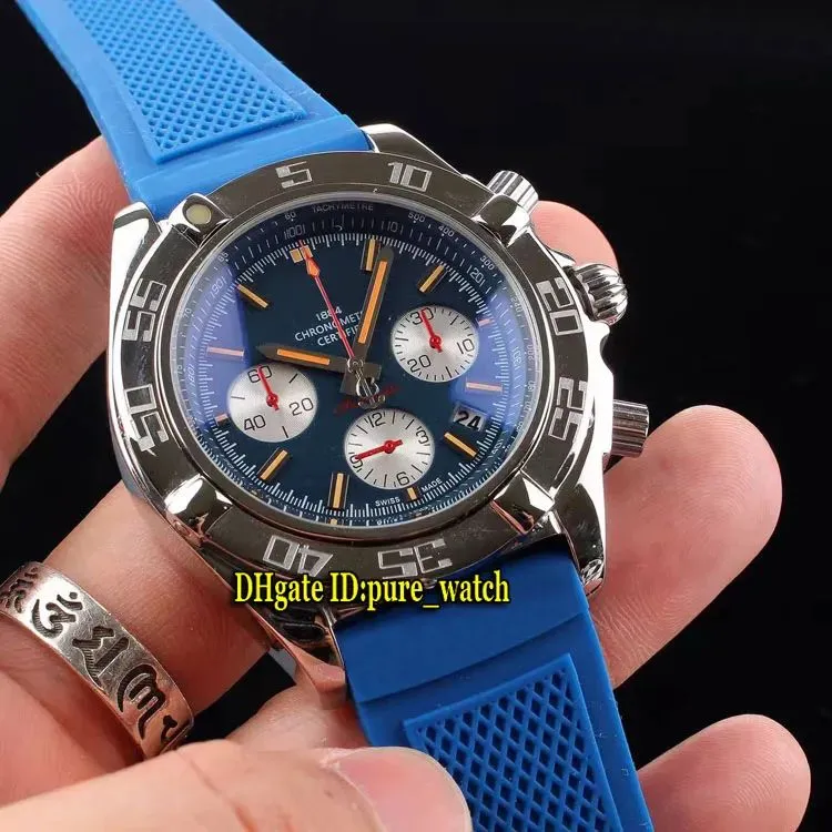 New 44mm PVD Black MB0111C3 Yellow Dial Quartz Chronograph Mens Watch Nylon Rubber Strap High Quality Gents Sport Watches3009