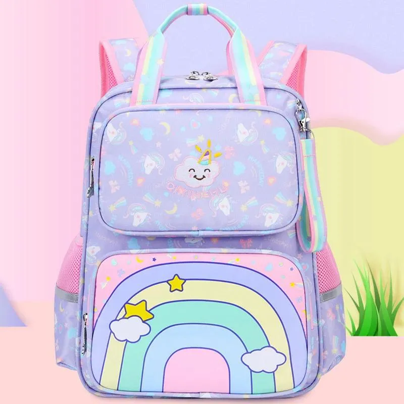 Sacs Sac à dos pour filles pour filles sacs Fashion Unicorn Rainbow School Sac à dos 1 grade Princesse Cartoon Kids Bookbag Mochilas