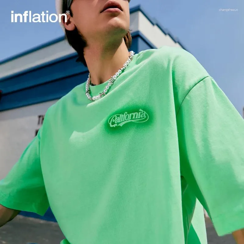 Herr t-skjortor inflation bläckstråle som trycker ut streetwear t-shirts män överdimensionerade hip hop tee