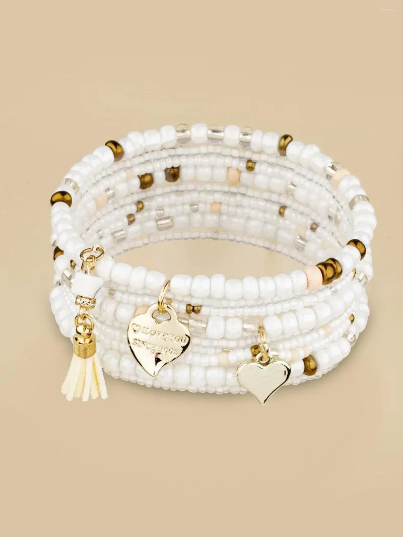 Brin 7 pcs d'amour bohème de style bohème en verre perle de riz frange bracelet multi-coulor option