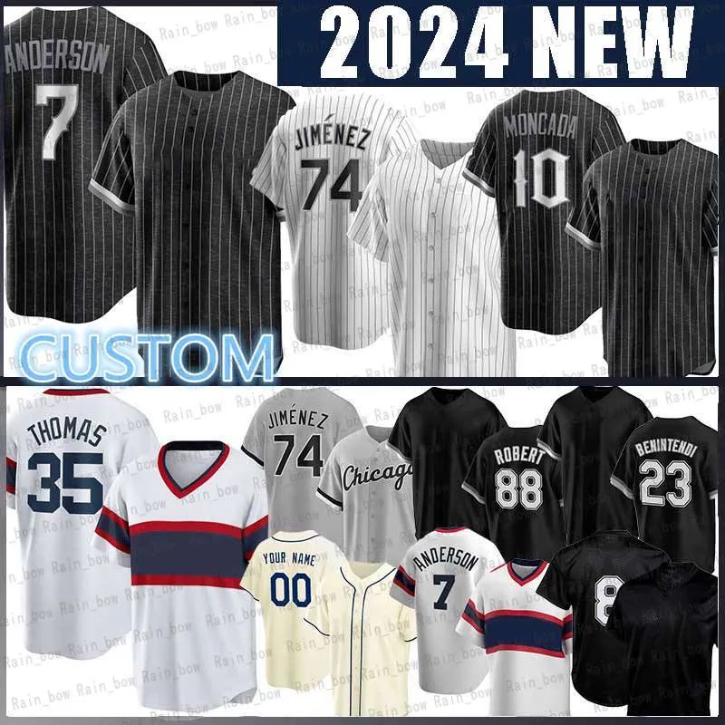 7 Tim Anderson 35 Frank Thomas Maglie da baseball Luis Robert Jr. Yoan Moncada Eloy Jimenez Andrew Vaughn Dylan Cease Bo Jackson Gavin Sheets Gregory Santos Oscar