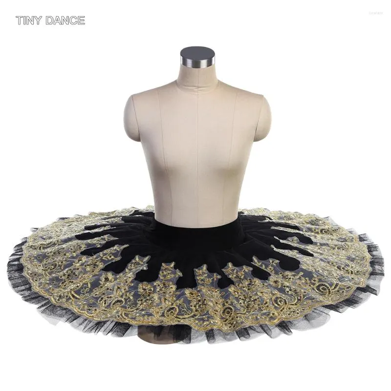 Sahne Giyim Siyah ve Altın Profesyonel Bale Dans Tutu Etek Uygulama Dans kıyafeti Prova Tabağı Tutus Balerin Yarı Bll563