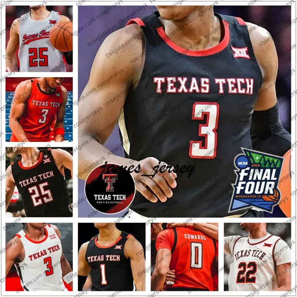 Jam Custom 2022 Texas Tech TTU Basketball Jerseys 0 Obanor 1 Terrence Shannon Jr. 2 Davion Warren 11 Bryson Williams 15 Kevin Mccullar Men Women