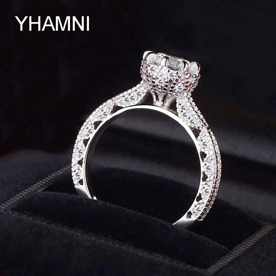 Yhamni Brand Sieraden Origineel Solid 925 Sterling Silver Ring 1 CT Sona CZ Diamond Women verlovingsringen JZ072232B