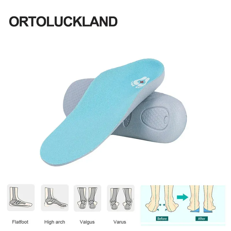 Ortoluckland Children Sandal Orthopedic Soles Orthopedic Pads Support Pads Flatfoot Varus X O Leg Care Inserts Accessori per scarpe 231221