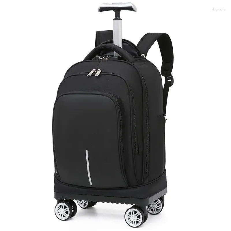 Akkarters reiskoffer trolley rugzak met wielen grote capaciteit wielen tas school rollende bagage laptop bedrijf