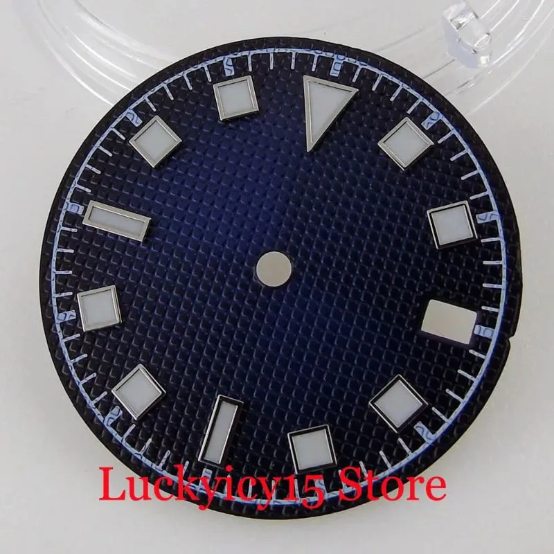 Watch Repair Kits 29MM Grid Blue Steel Dial Parts Fit For NH35A NH36A NH35 NH36 Automatic Movement With Date Display