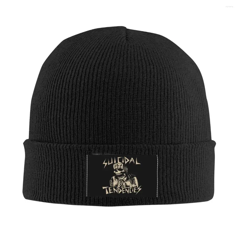 Berets Suicidal Tendencies Band Beanie Chapéu para unissex Vintage Skeleton Warm Skullies Gorros de malha