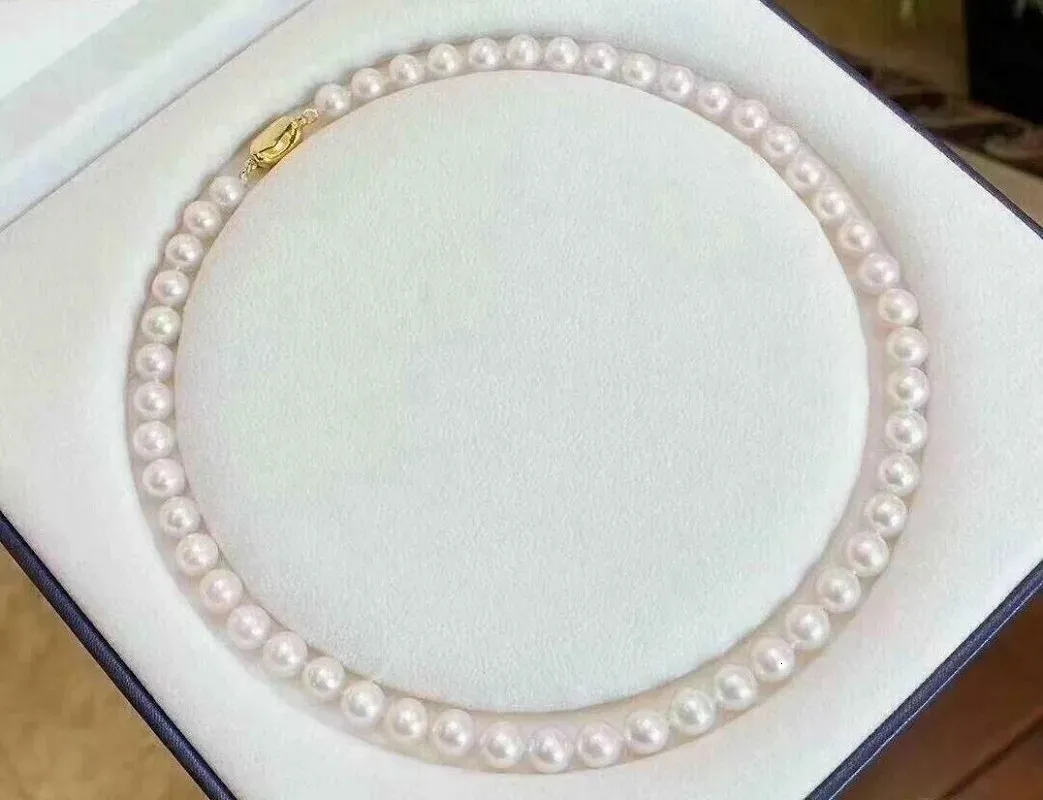 19 -дюймовый бренд AAAA Japan Akoya 910 мм белый жемчужный ожерелье 925S 231221