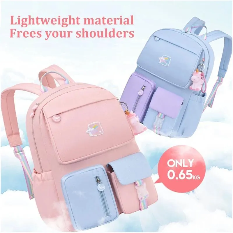 Bags Girls Kids Backpack School School Rucksack Primary Bookbags com pingente fofo de pingente para meninos meninas