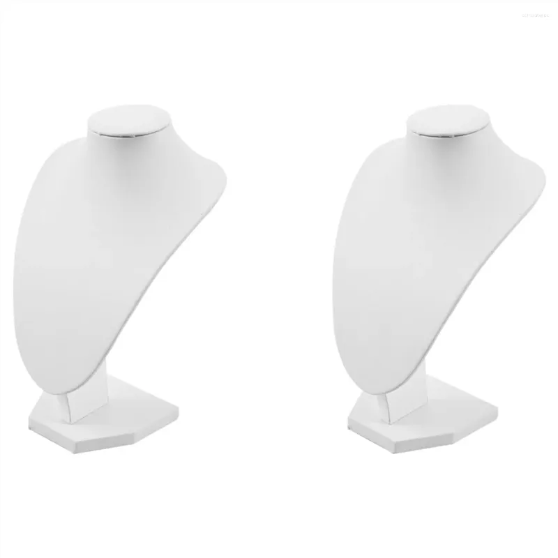 Caschetti per gioielli 2x Stand Ritratto Modello Collana Display Pogrammi PROPS White 22x16cm