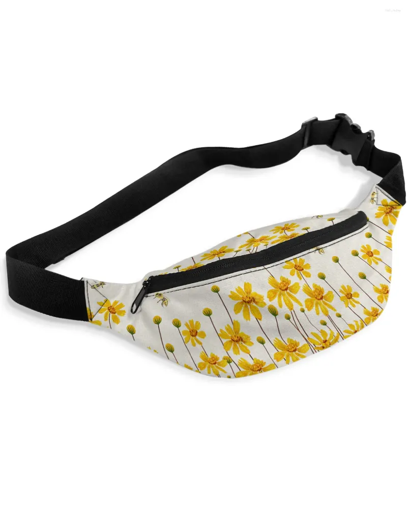 Taillezakken Aquarel gele bloemen Bee -pakketten voor vrouwen waterdichte buitensporttas unisex crossbody schouder