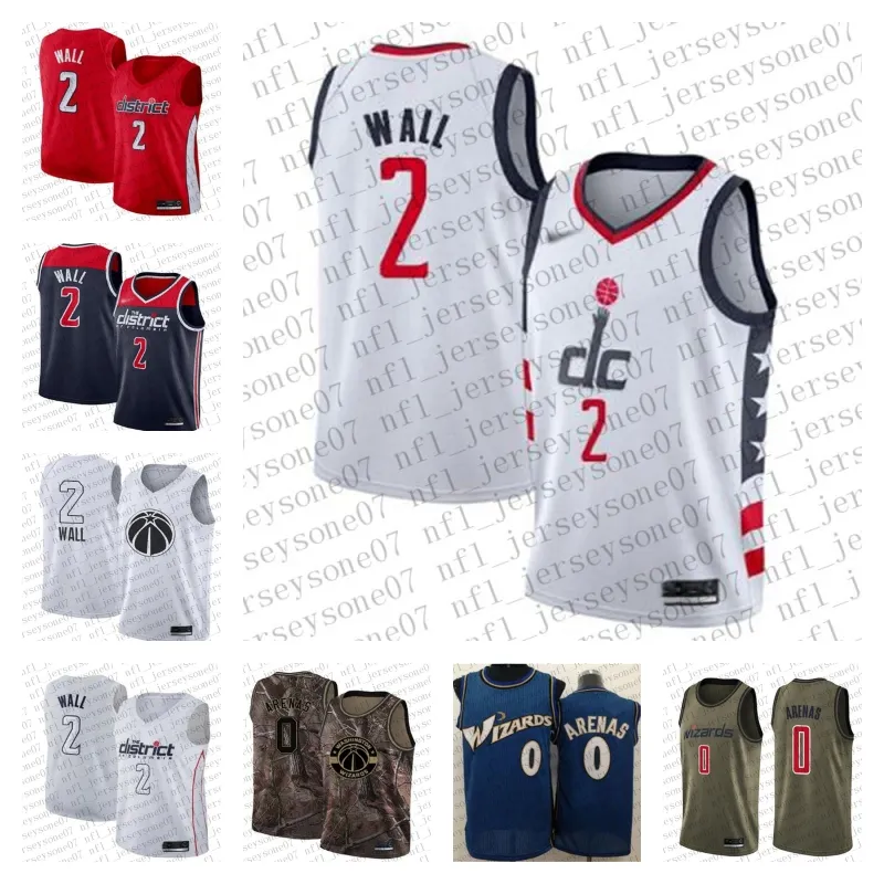 カスタムメンズの女性青年kids''washington''wizards'0 gilbert''arenas 2 john''wall'green camoブラックホワイトバスケットボールスローバックジャージー