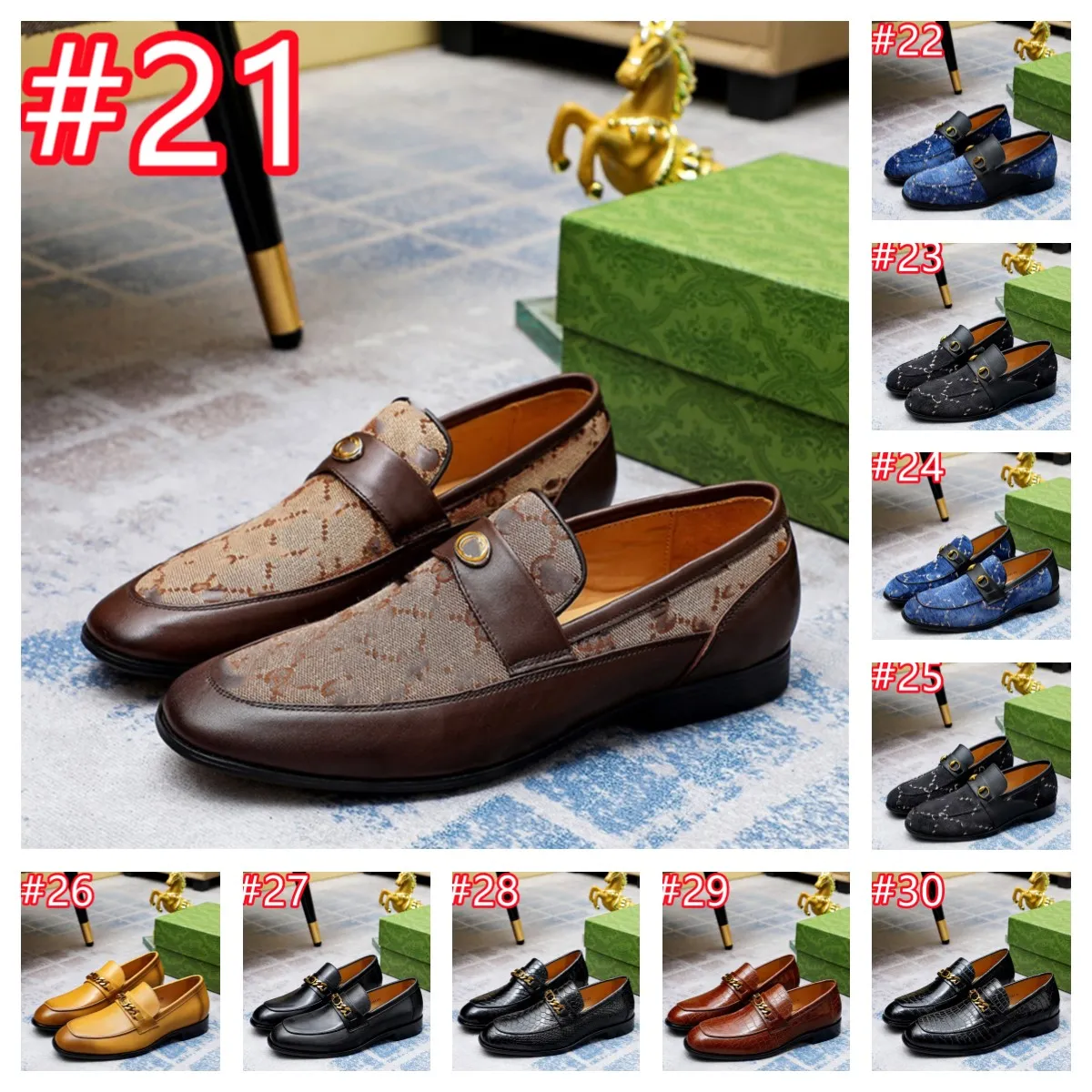 Men Leather Dress Shoes Crocodile Prints Slip On Loafers Black Burgundy Pointed Toe Casual Shoes