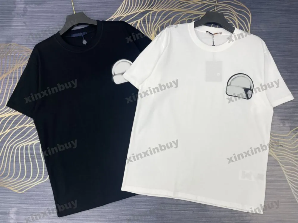 Xinxinbuy 2024 MĘŻCZYZNY DYSKTRAKIE TEE T SHIRT Kwiat Letter Haft haft krótki rękaw Bawełniany