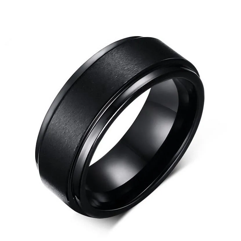 8mm 텅스텐 스틸 남성용 검은 고리 간단한 약혼 반지 텅스텐 카바이드 웨딩 밴드 259e
