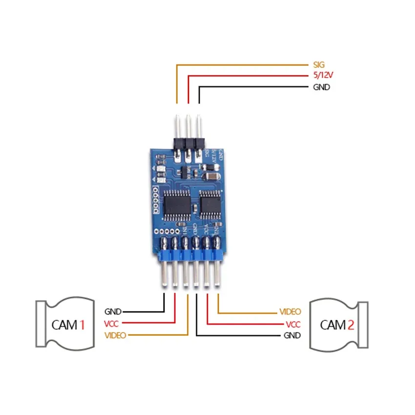 Commutateur de commutateur vidéo à trois voies / télécommande PWM Signal commutation de commutation vidéo pour FPV Traversage de la machine