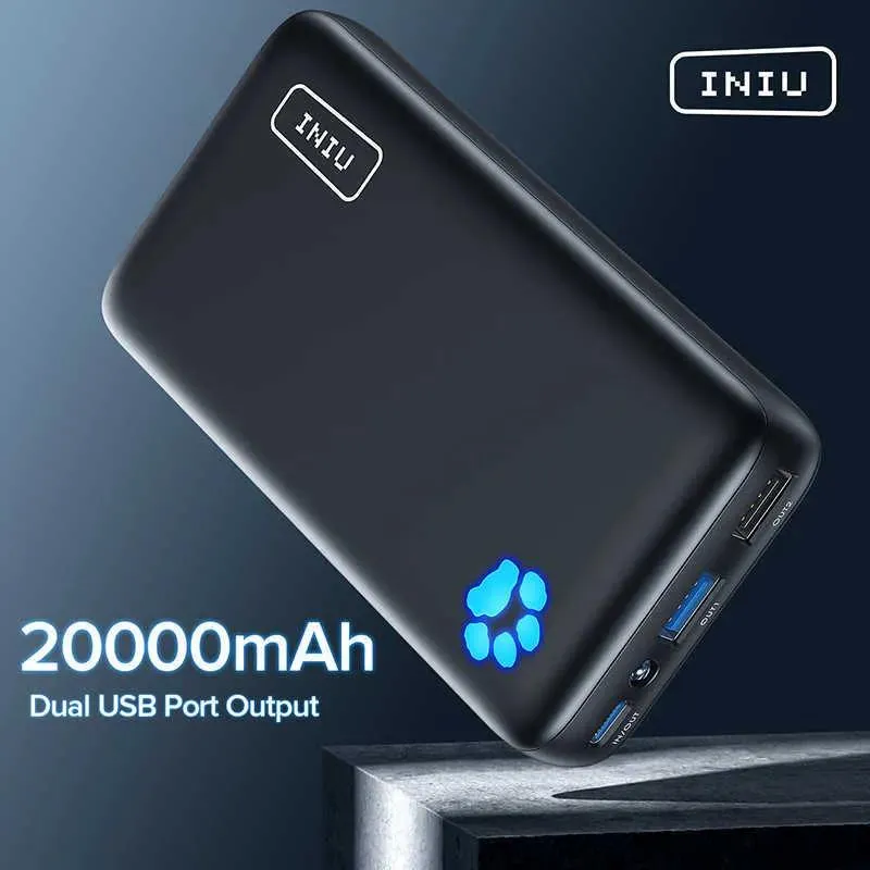 بنوك الهاتف الخلوي بنوك بانكس INIU PD 18W 20000MAH Power Bank Charger PowerBank Powerbank Fast Charge Pack Offic