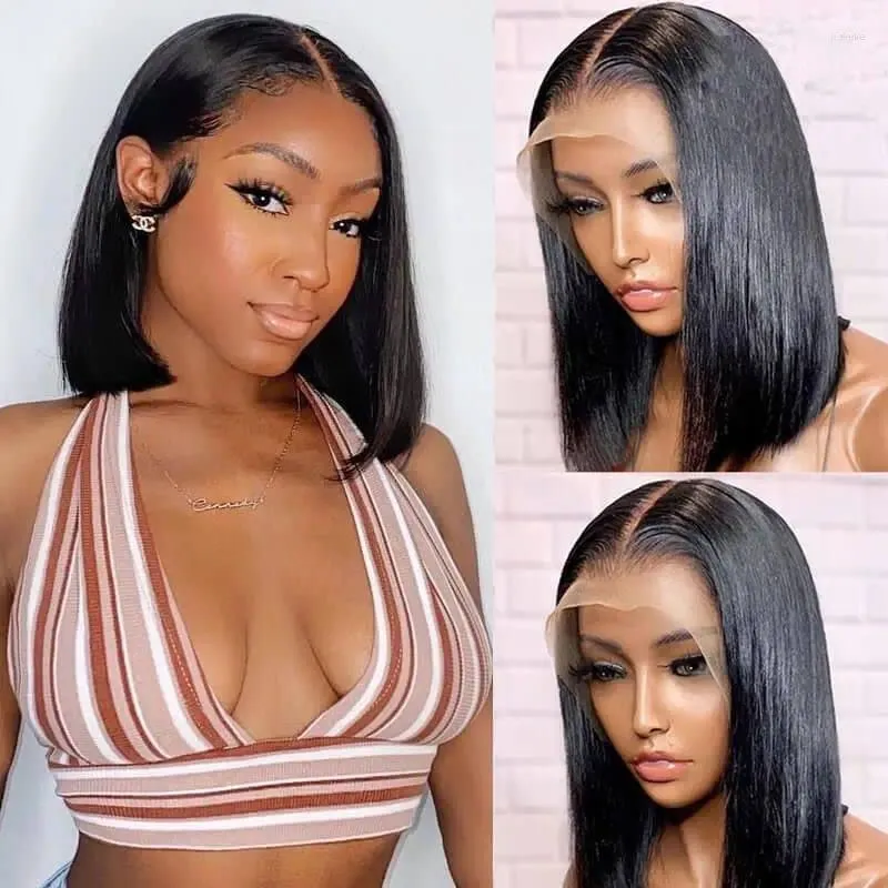 Bob Wig Human Hair Lace Wigs avant 13x4x1 t Partie courte pour femmes