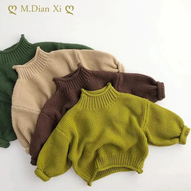 Cardigan Cardigan Korean Style Winter Baby Boys Knitted Sweaters Pure Color Thicken Pullovers Tops Toddlers Kids Sweater 231021