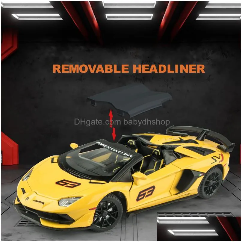 diecast model 1 24 lamborghinis aventador svj63 alloy model car toy diecasts metal casting sound and light car toys for children vehicle