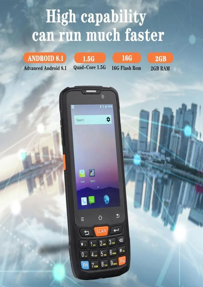 Caribe Yeni PL40L Endüstriyel PDA Elde Taşınır Terminal Tarayıcılar 4 inç dokunmatik ekran 2D Lazer Barkod Tarayıcı IP66 Su Geçirmez ABD E8212170