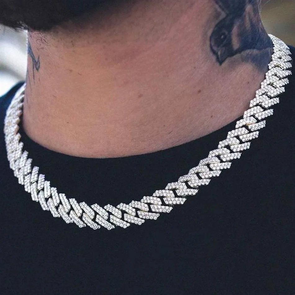 Iced Out 15mm Miami Cuban Link Chain 8 16 18 20 24 Custom ketting Bracelet Rhinestone Bling Hip Hip For318J