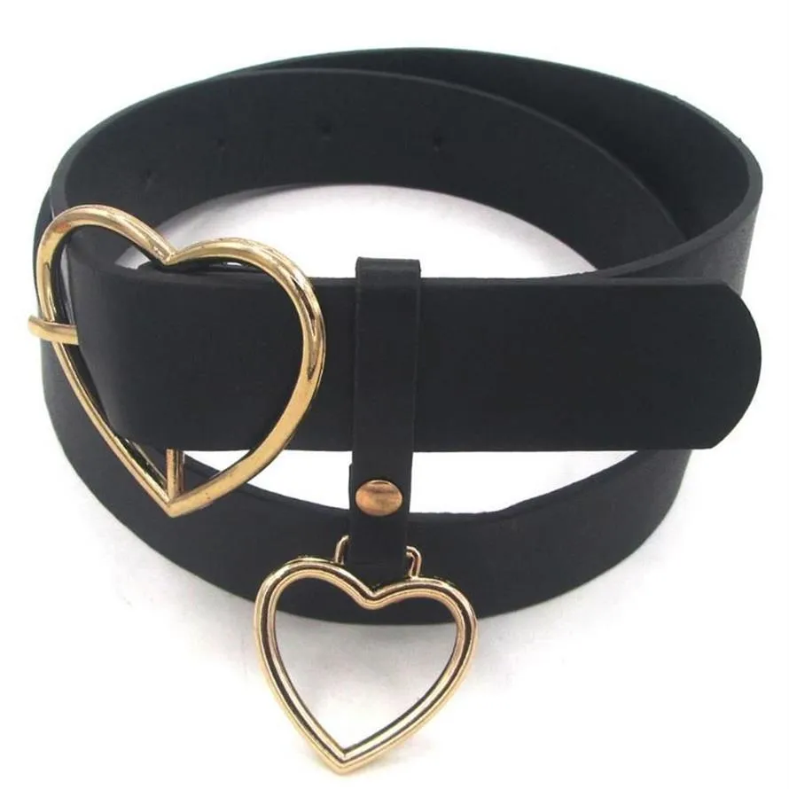 Black Belts Classic Heart Buckle Design New Fashion Women Faux Leather Heart Accessory Adjustable Belt Waistband For Girls276q