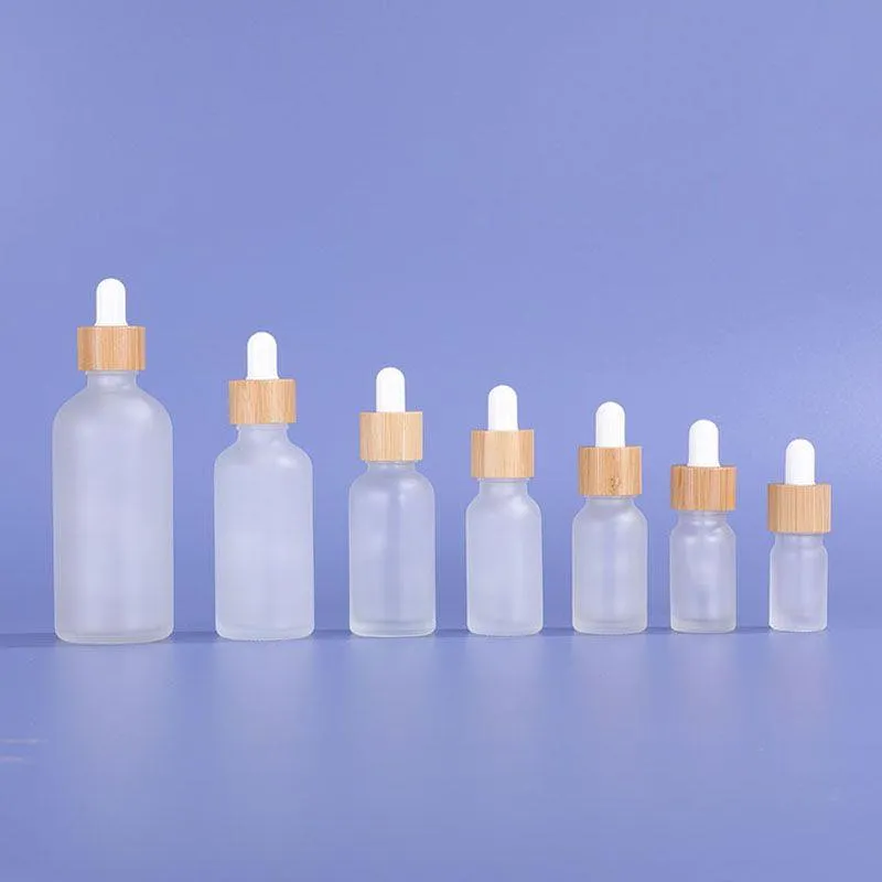 Vente chaude Portables Paies de bambou Clear 5-100 ml bouteille vide bouteille de compte-gouttes pour huiles essentielles à l'huile de maquillage RVEAM