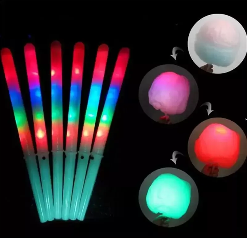 New 28x1.75CM Colorful LED Light Stick Flash Glow Cotton Candy Stick Flashing Cone For Vocal Concerts Night Parties 1222