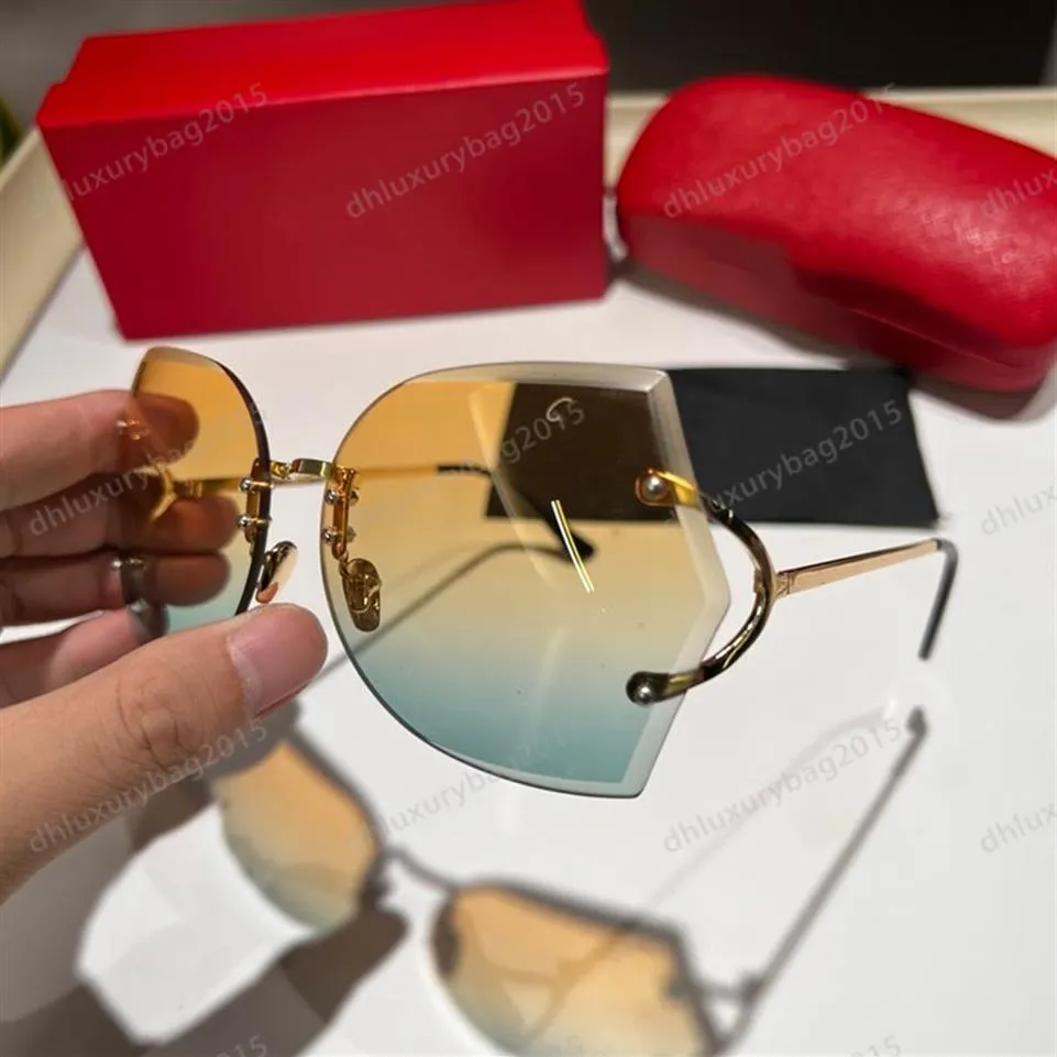 7 cores óculos de sol sem aro de óculos de sol Polaroid Women Beach Printage Eyeglass Top Designers Luxury óculos de luxo Men Travel Classic UNI201V