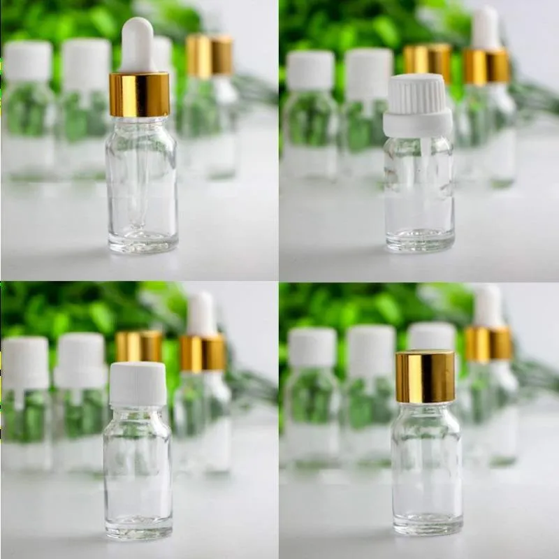 Popular Selling 10ml Clear Glass Dropper Bottles with Pipette Cap Tamper Cap Screw Cap Empty 10 ml Esssentail Oil Bottles Liquid Vials Gemu