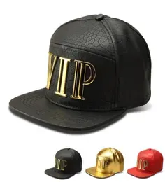 Fashion Hiphop PU Leather Snapbacks Hip Hop Hats Snapback Golden VIP DJ Baseball Caps for Men Women Crocodile Grain Adjustable Spo6650819