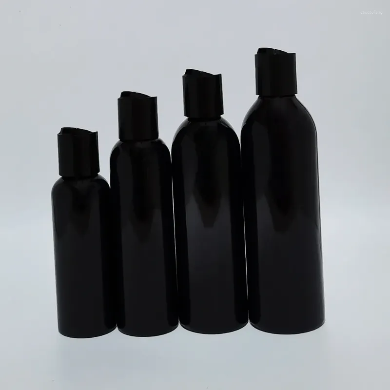 Garrafas de armazenamento 100ml 150ml 200ml 250ml de garrafa de estimação preta e de estimação preta de disco de 5 onças de shampoo recipiente de plástico de shampoo