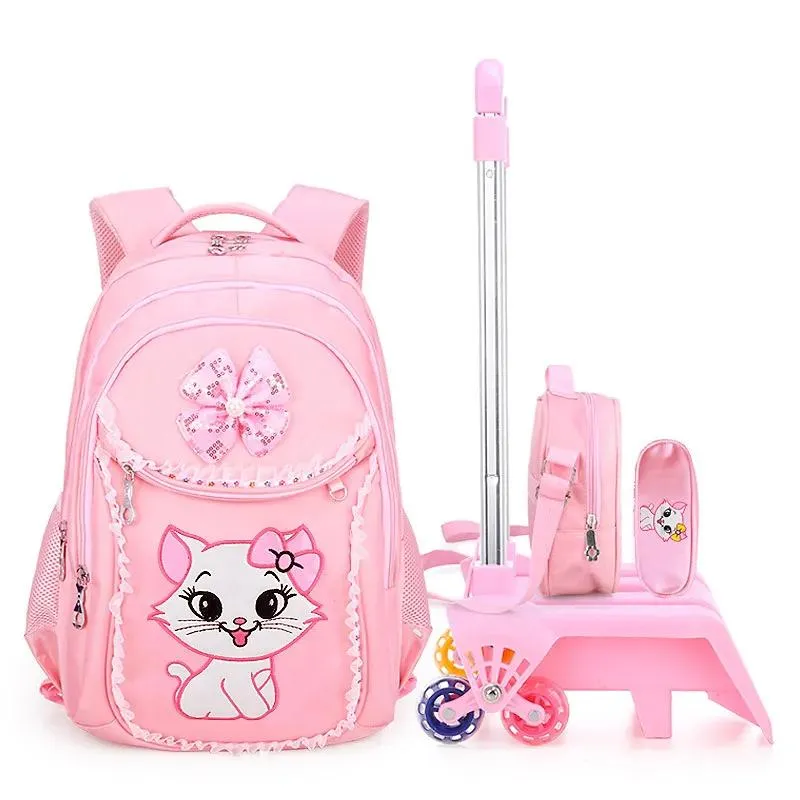 Borse rimovibili per bambini borse borse per carrello zaino set rota borse school borse grils cartoon backpack kidpack principessa borse