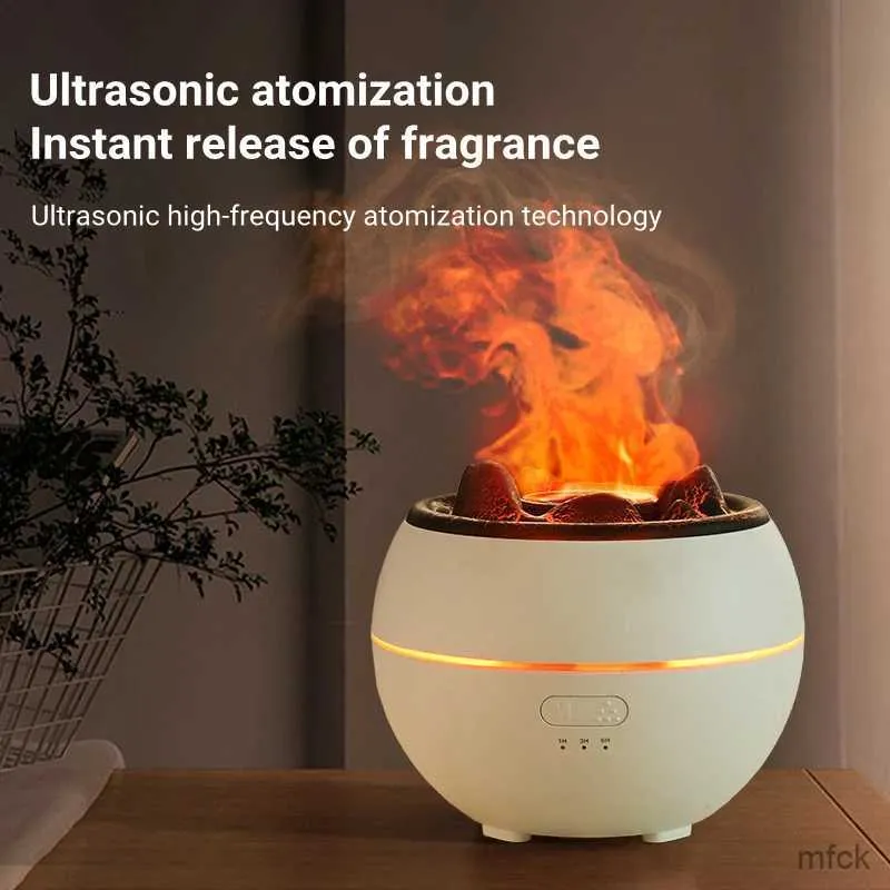 V26 Simulation Flame Colorful Light Aroma Diffuser Air Humidifier for Home,  Office