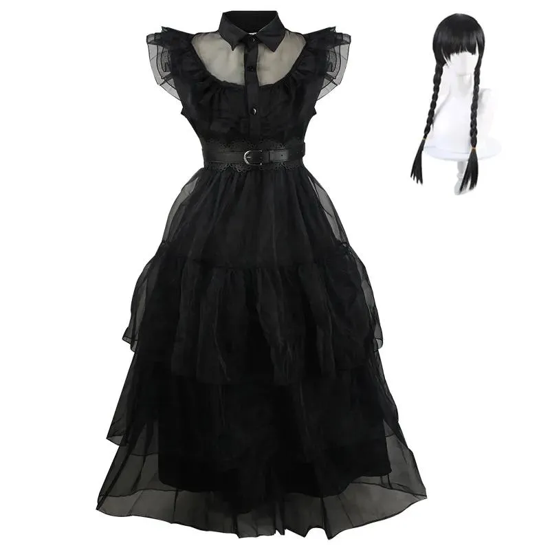 Cosplay Cosplay Movie mercredi cosplay Costume robes mercredi adddams cosplay gothic wind adulte enfants enfants habiller halloween fête cos