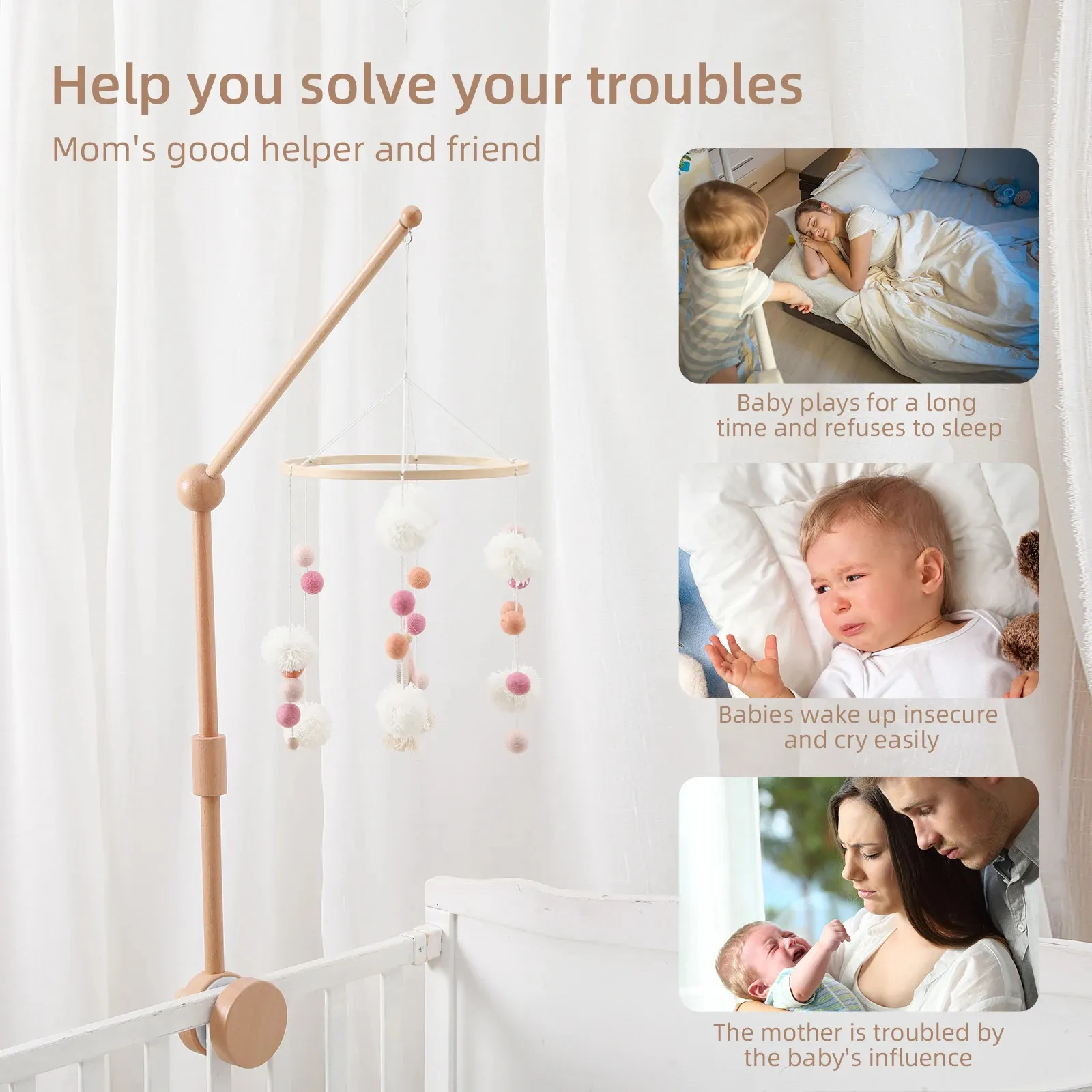 Baby Crib Mobile Holder With Wooden Arm Natural Wood Baby Bed Bell Hanging Bracket Mobile Rattles Toy Hanger From Powerstore07 16.83 DHgate.Com