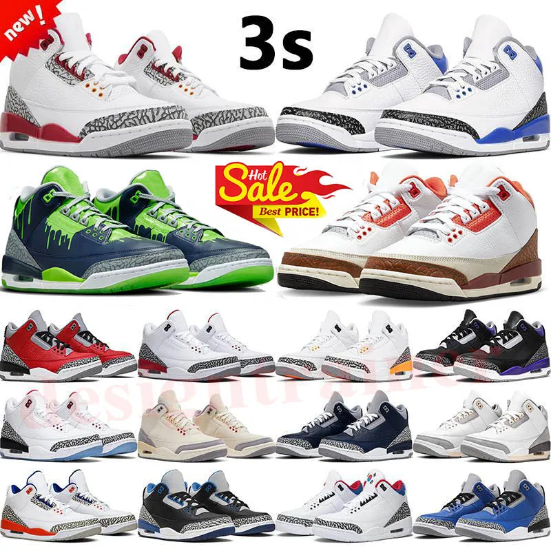 Jumpman 3 Basketballschuhe Herren Womens Hugo Fire Red 3s Rennfahrer Blau Black Gold Slime Shady Pine Green Racer Blue Knicks Rivalen Infrarot Cyber ​​Monday J3 Sneaker Trainer