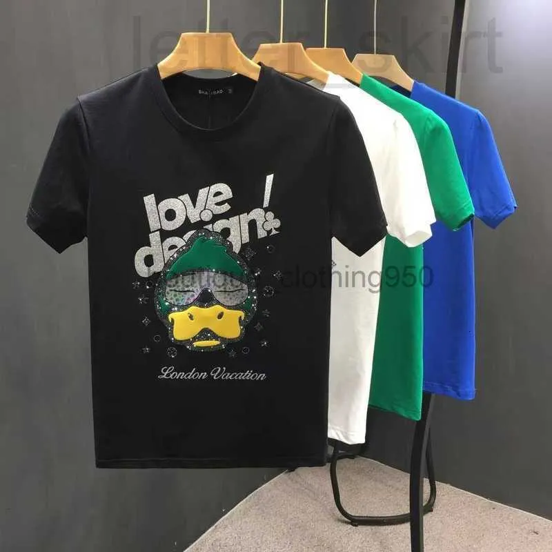 T-shirt maschile lussuosa designer maschile maglietta da uomo collo estate maniche corta cartone animato t-shirt city stile uomo maschile marchio standard marchio top navi 4xbj 4xbj