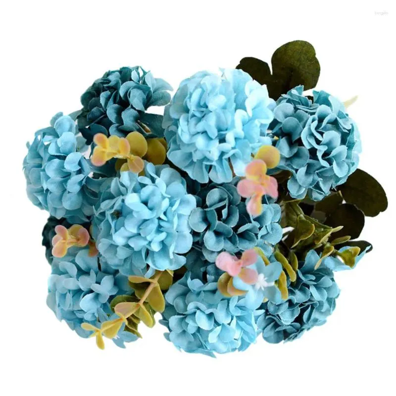 Flores decorativas 10 cabezas hortensias arreglos de boda de flores artificiales decoración del hogar de estilo europeo