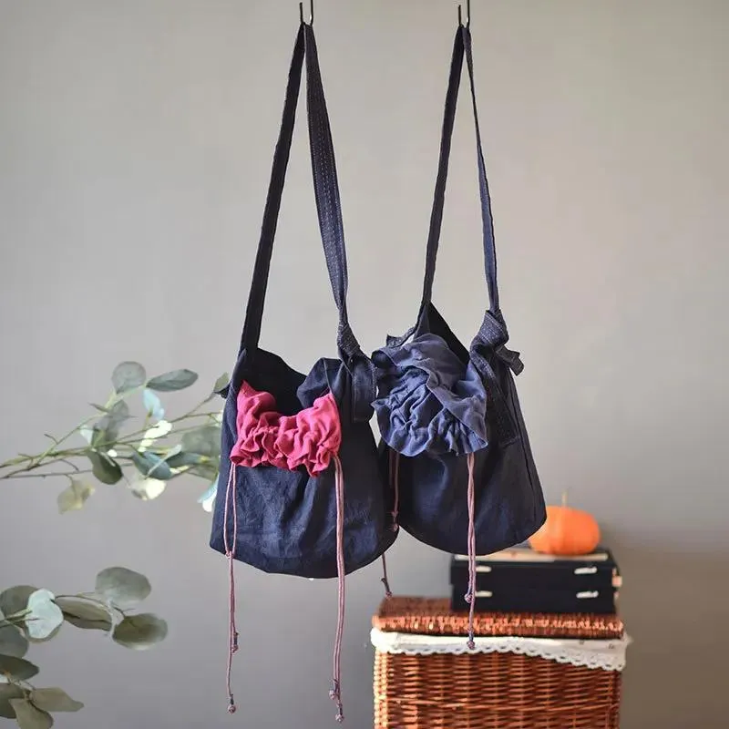 Bags Kobiety haftowana kontrastowa kolorowa torba damska Vintage lniana Ramie patchworkowa torba torebka damska