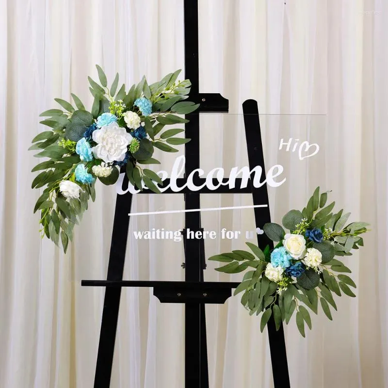 Flores decorativas 19.6in 2pcs Artificial Flower Swag Floral Garland Wedding Arch Kit para Sign Rustic Deco