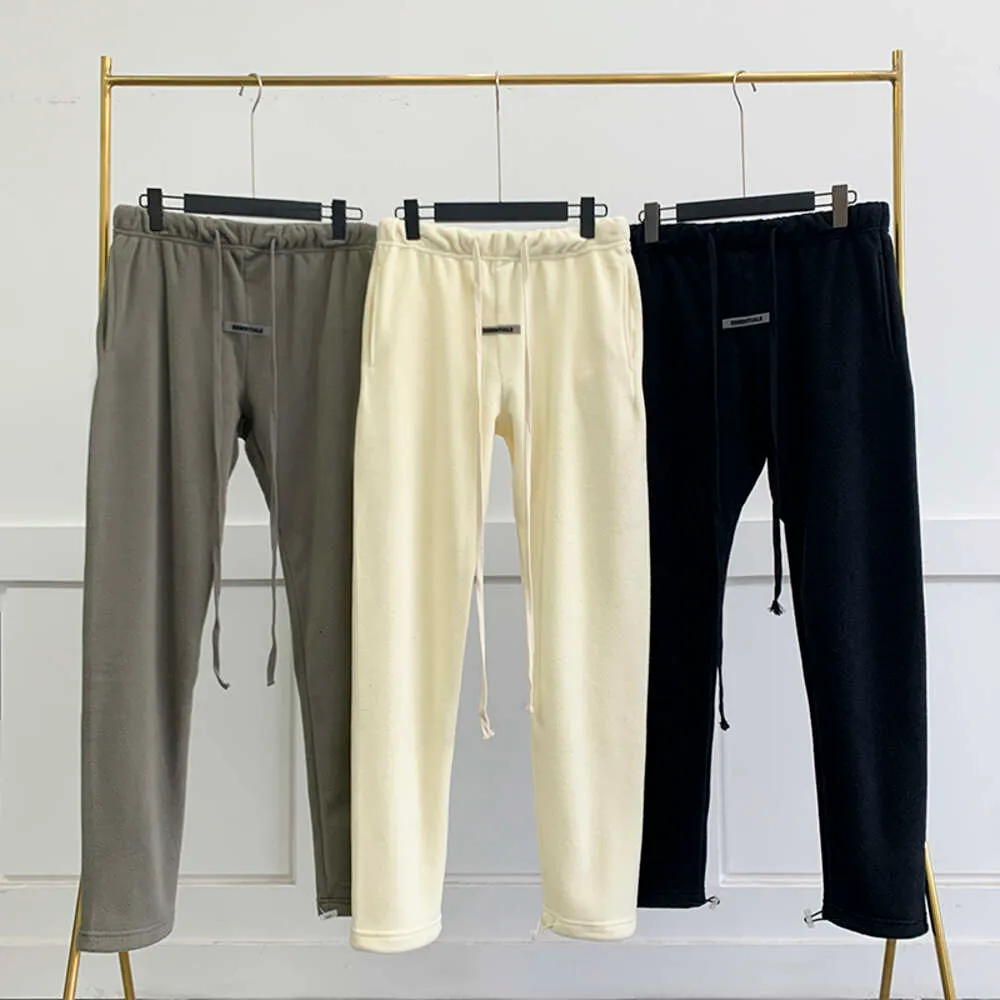 Uomini essenziali per pantaloni della tuta in pile polare pantaloni a doppia linea coppia pantaloni hip hop sciolti