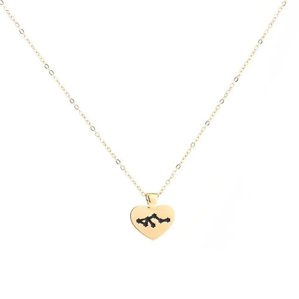 Douze Signes Les Du Zodiaque Collier Amour Gouttes D'huile Pendentif Zodiac Lockbone Cha ne287u