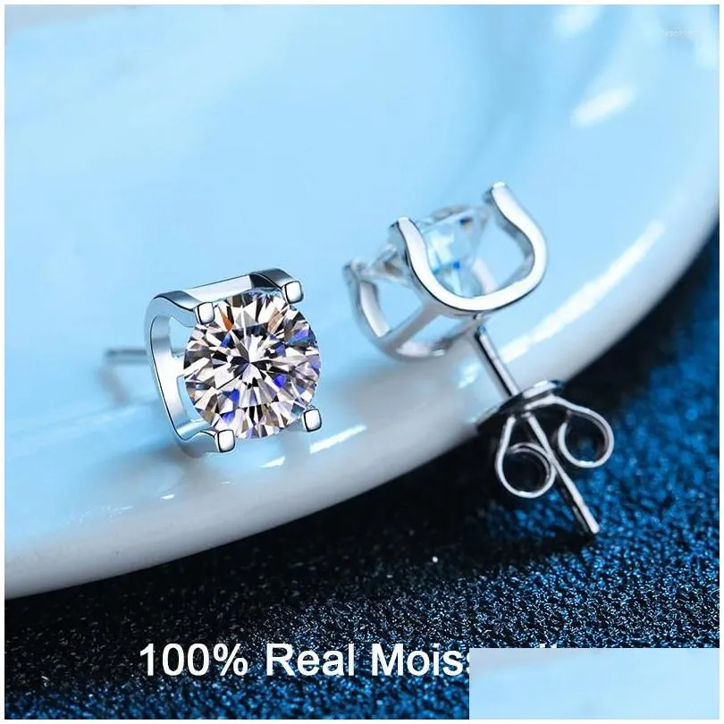 Brincos de garanhão Moissanite certificado Real GRA para homens Men D Color VVS 925 Sterling Sier Diamond Drop Drop Deliver