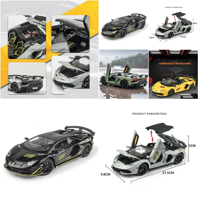 diecast model 1 24 lamborghinis aventador svj63 alloy model car toy diecasts metal casting sound and light car toys for children vehicle