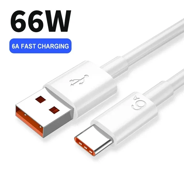 6A USB Typ C Schnelles Ladekabel 66W USB C -Datenkabel für Xiaomi Huawei P40 Mate 30 Samsung S21 OnePlus Realme Android -Modelle