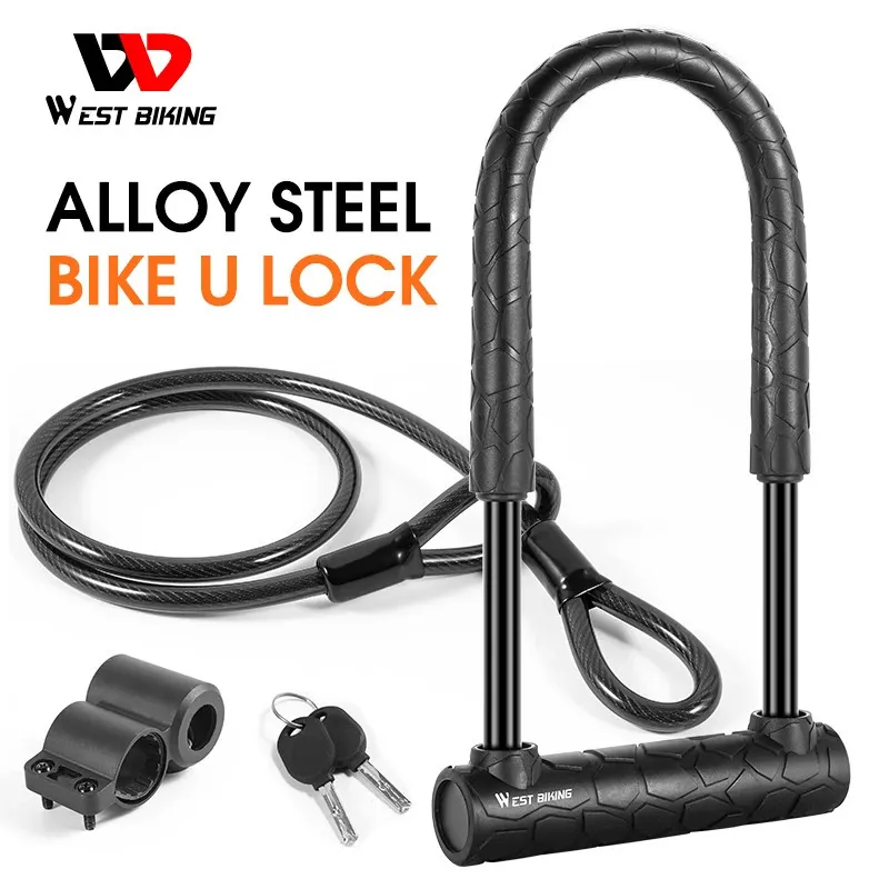 West Biking Alloy Steel Bicycle U Lock Portable Mtb Road Motycyl Strength Anti-The ofteft Safety Safety Safety Cycling Accessories 231221