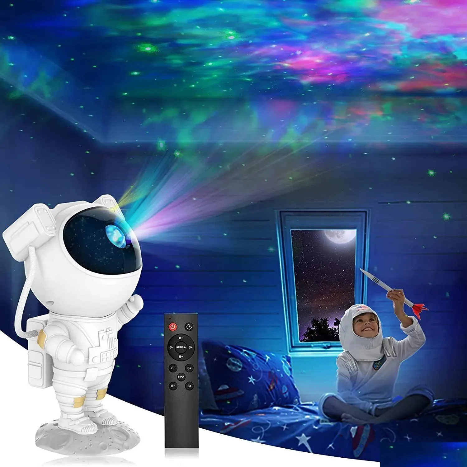 Lights Night Lights Star Projector Galaxy Light Astronaut Space Starry Neba Ceiling Led Lamp With Timer And Remote Kids Room Decor Aest